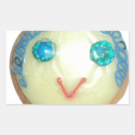 Blauw Haar Emoji Art Print/Grafisch Rechthoekige Sticker (Voorkant)