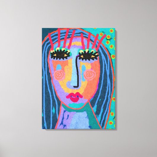Blauw haarbreed - Abstract portret - Opgerold Canv Canvas Afdruk (Voorkant)