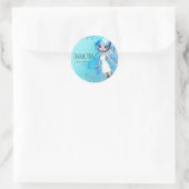 Blauw Haired Fairy Meisjes Verjaardag Party Favor Ronde Sticker (Tas)