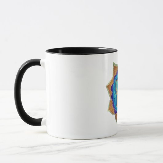 Blauw handgeschilderd mandala kunst Ringer Combo M Mok (Links)