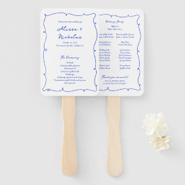 Blauw handschrift & Hand getrokken bruiloft progra Handwaaier