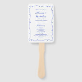 Blauw handschrift & Hand getrokken bruiloft progra Handwaaier (Voorkant)