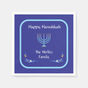 Blauw HANUKKA Menora Aanpassen NAAM Servet