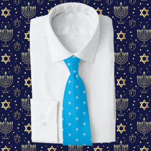 Blauw Hanukkah-menorah halsband Stropdas