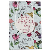 blauw Happy Mothers Day Hummingbird Garden Medium Cadeauzakje (Voorkant)