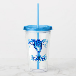 Blauw hart acryl drinkbeker