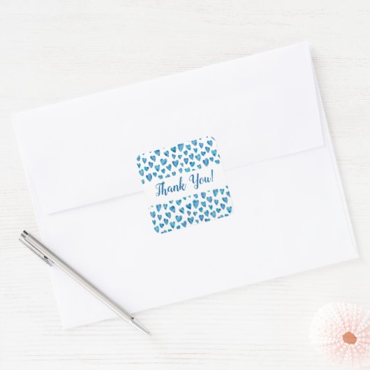 Blauw Hart Bedankt Sticker (Envelop)