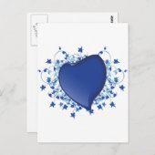 Blauw hart briefkaart (Voorkant / Achterkant)