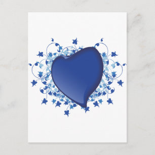 Blauw hart briefkaart