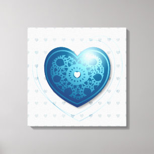 Blauw hart, canvas afdruk