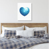 Blauw hart, canvas afdruk (Insitu (Slaapkamer))