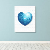 Blauw hart, canvas afdruk (Insitu (Houten vloer))
