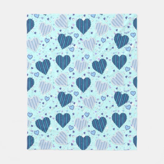 Blauw Hart Dekbed, Medium Fleece Deken (Voorkant)