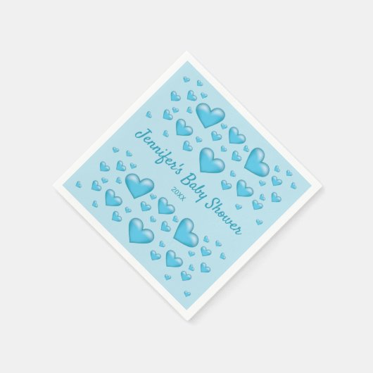 Blauw hart en aangepaste tekst - Baby shower Servet (Hoek)