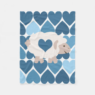 Blauw hart en luidop fleece deken