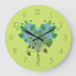Blauw hart groene bladeren grote klok