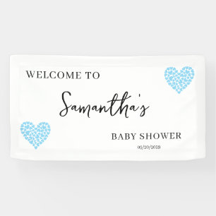 Blauw Hart Jongen Baby Shower Welkom Bord Banner