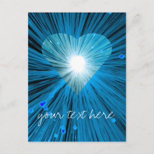 Blauw hart "Jouw tekst" briefkaart