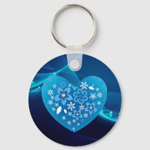 Blauw hart liefde sleutelhanger