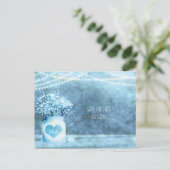Blauw Hart Mason Pot & Baby's Breath Save The Date Aankondigingskaart (Staand voorkant)