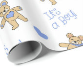 Blauw hart met Teddy Bears Cadeaupapier (Rol Hoek)