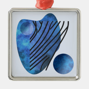 Blauw hart metalen ornament