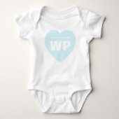 Blauw Hart Monogram Pasgeboren Outfit Custom Romper (Voorkant)