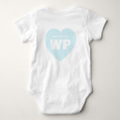 Blauw Hart Monogram Pasgeboren Outfit Custom Romper (Achterkant)