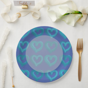 Blauw hart op om het even welke Borden van het ach Papieren Bordje