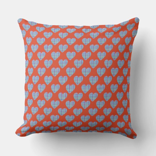 Blauw hart op rood kussen (Voorkant)