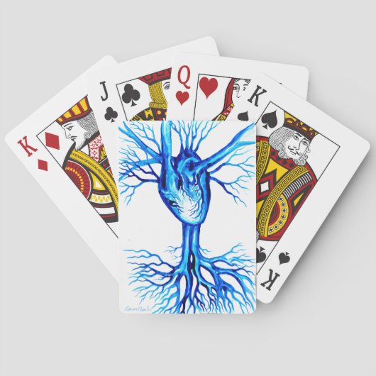Blauw hart pokerkaarten (Achterkant)