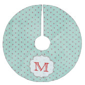 Blauw Hart Polkadot Monogram Initialen boomrok Kerstboom Rok (Voorkant)