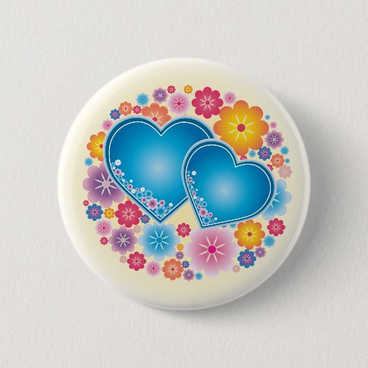 Blauw hart ronde button 5,7 cm (Voorkant)
