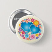 Blauw hart ronde button 5,7 cm (Voorkant /achterkant)