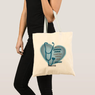 Blauw Hart Schoolverpleegster Boodschappentas Tote Bag
