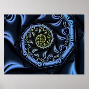 Blauw Hart Spiraal Poster