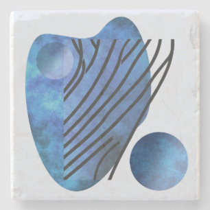 Blauw hart stenen onderzetter