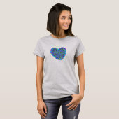 Blauw hart T-shirt voor dames (Voorkant volledig)
