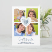 Blauw hart Trendy Al School Afstuderen 4 Foto's (Staand voorkant)