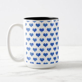 Blauw hart tweekleurige koffiemok
