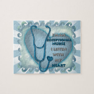 Blauw hart uitzonderlijke verpleegkundige legpuzzel