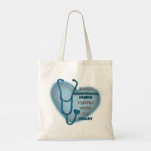 Blauw hart uitzonderlijke verpleegkundige tote bag (Achterkant)