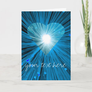 Blauw hart 'Uw tekst' wenskaart verticaal Kaart