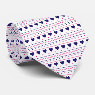 Blauw hart valentijn liefde patroon witte achtergr stropdas