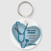 Blauw hart van Gyn Nurse Sleutelhanger (Voorkant)