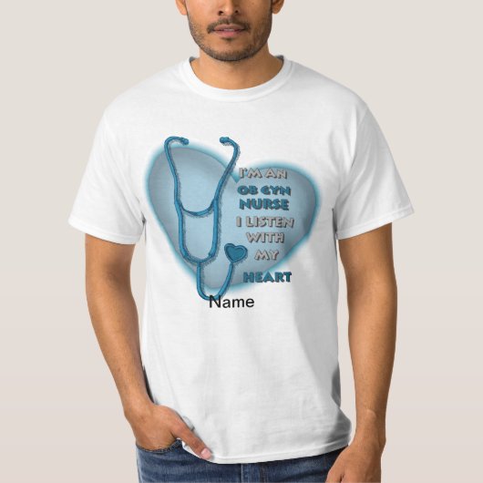 Blauw hart van Gyn Nurse T-shirt (Voorkant)
