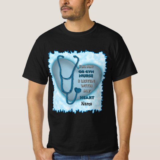 Blauw hart van Gyn Nurse T-shirt (Voorkant)