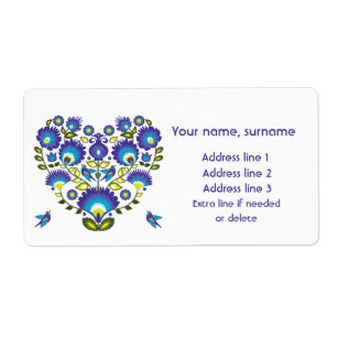 Blauw Hart van Polen – Lowicz Folk Art Label