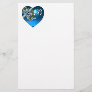BLAUW HART & VERGEET-MIJ-NIETJE MONOGRAM BRIEFPAPIER