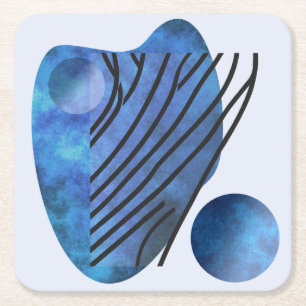 Blauw hart vierkante kartonnen onderzetter